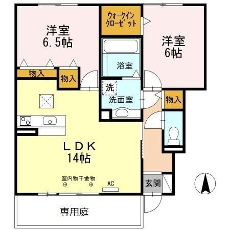 フィオーレA棟(2LDK/1階)の間取り写真