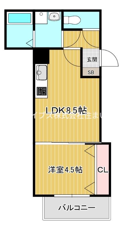 イノベ門真野里ノース(1LDK/1階)の間取り写真