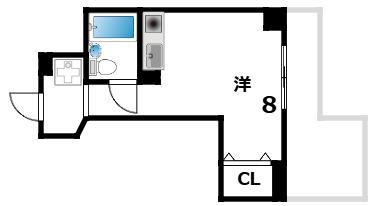 エルフヴィラ(ワンルーム/2階)の間取り写真