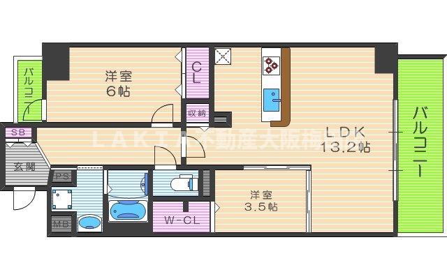 サンセール海老江(2LDK/5階)の間取り写真