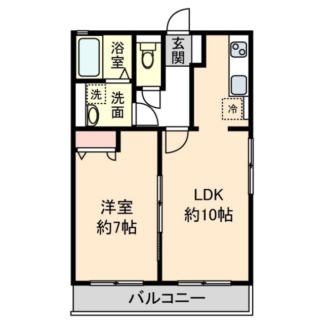 ヴェント上津台(1LDK/2階)の間取り写真
