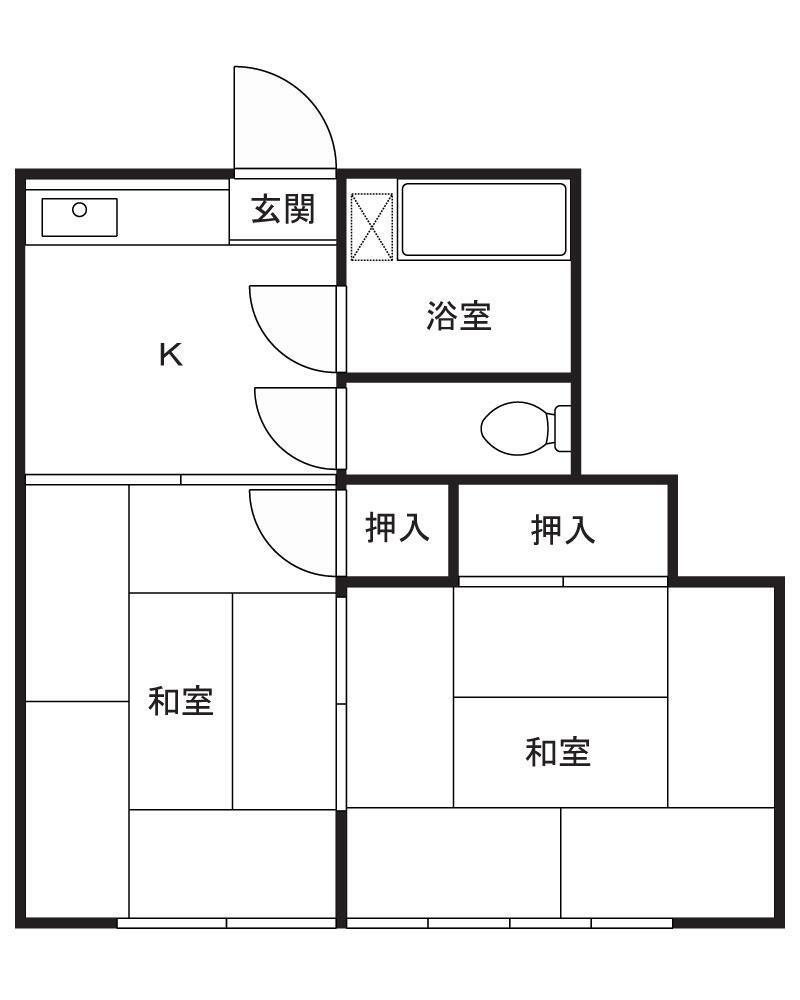 永井荘A(2K/2階)の間取り写真