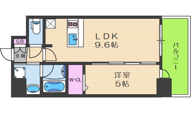 プレサンス梅田東クォーレ(1LDK/4階)の間取り写真