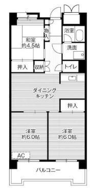 ビレッジハウス品川八潮タワー 1号棟(3DK/4階)の間取り写真