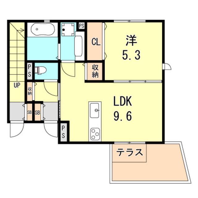 アトールさかえ(1LDK/1階)の間取り写真
