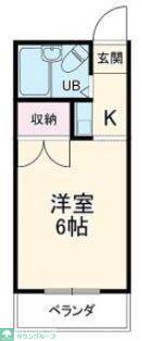 ヴァレリー川越(1K/1階)の間取り写真