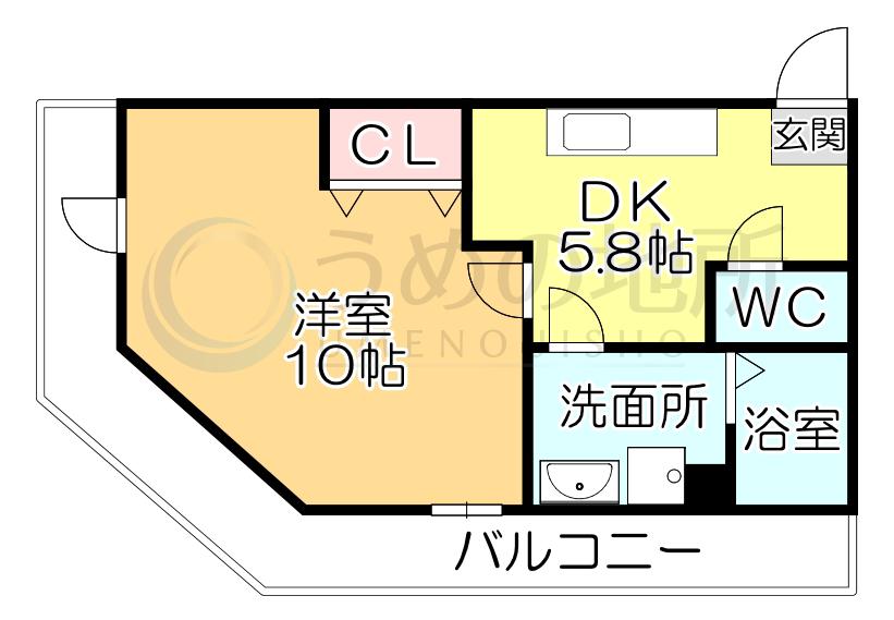 ロワール東町(1DK/4階)の間取り写真