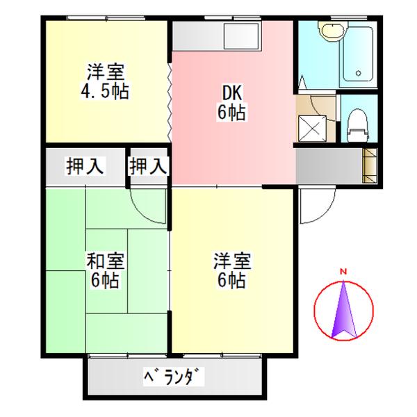 セジュールNARA(3DK/2階)の間取り写真