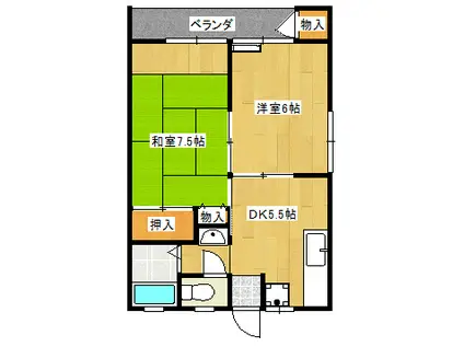 アーバンハイム今泉(2DK/2階)の間取り写真