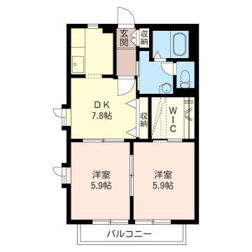 グレース(2DK/2階)の間取り写真
