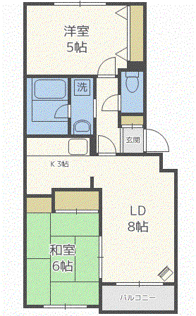 ウィスタリア北郷(2LDK/4階)の間取り写真