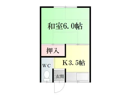 平田荘(1K/2階)の間取り写真