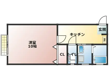 ヴィラ北篠(1K/2階)の間取り写真