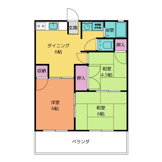 ロイヤルグリーンIII(3DK/2階)の間取り写真