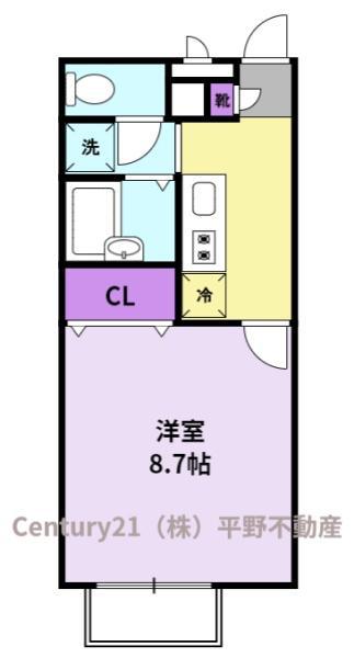 アムール松福園-C(1K/1階)の間取り写真