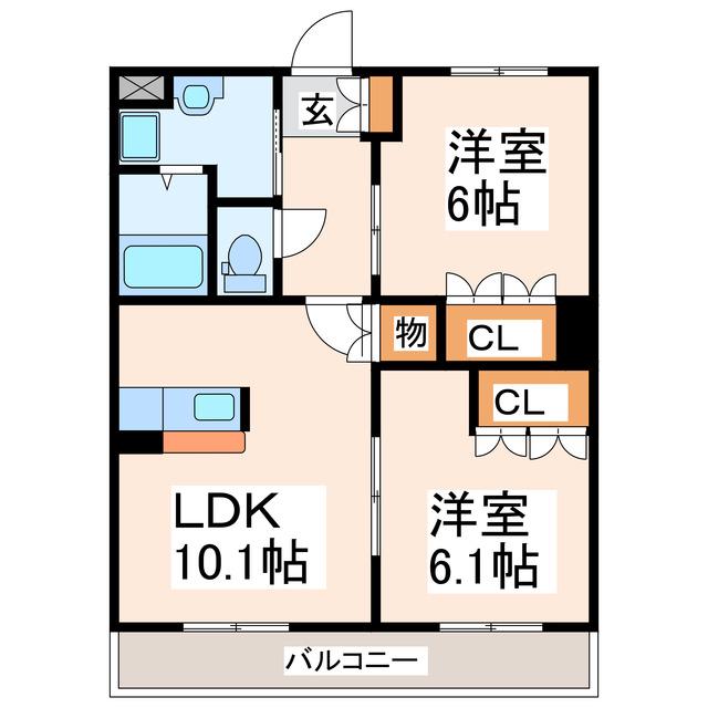 GENTLY麻生田(2LDK/2階)の間取り写真