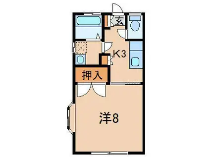 コウワハイツ(1K/1階)の間取り写真