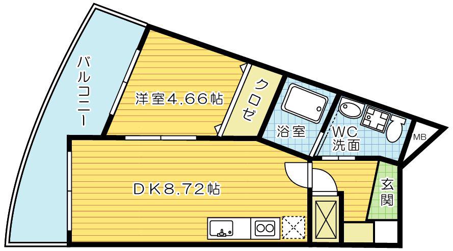 BRIS中井(1DK/5階)の間取り写真