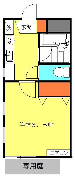 パークハイム山野(1K/1階)の間取り写真