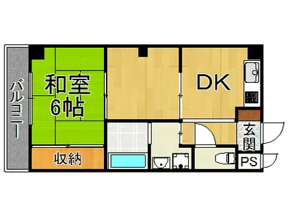 JPアパートメント宝塚(2DK/2階)の間取り写真