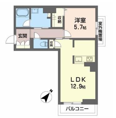 シャーメゾン スプリング ディズ(1LDK/2階)の間取り写真