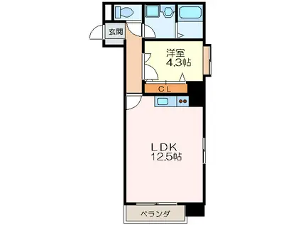 レクオス朋(1LDK/2階)の間取り写真