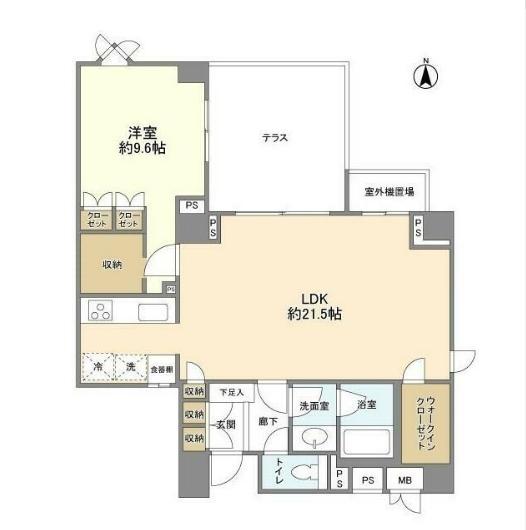 ガーデンハイツ代官山(1LDK/1階)の間取り写真