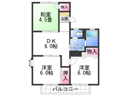 和歌川弐番館(3DK/2階)の間取り写真