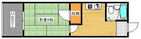 大可ビル(1DK/5階)の間取り写真