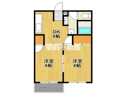 ハイツ平松(2DK/1階)の間取り写真