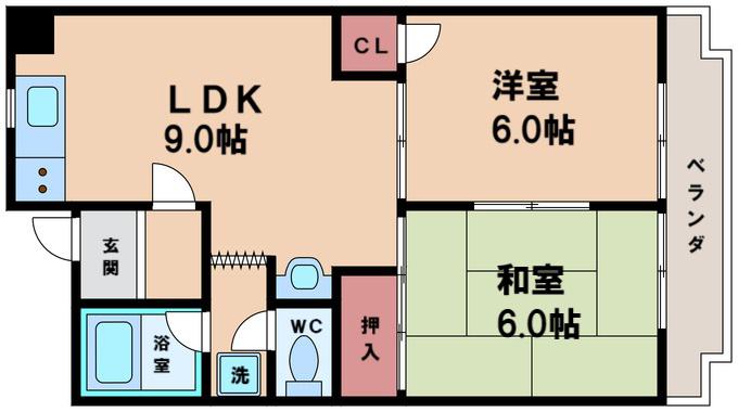 恒信ハイツ(2LDK/4階)の間取り写真