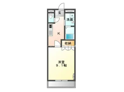 サンコート桜(1K/1階)の間取り写真