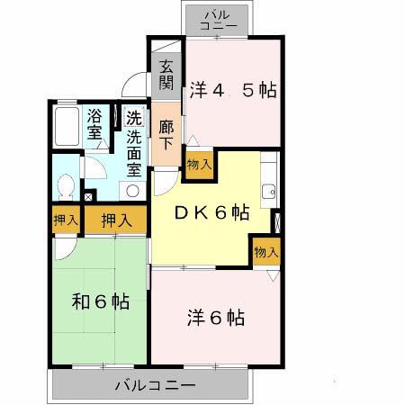 グランディール福田(3DK/1階)の間取り写真