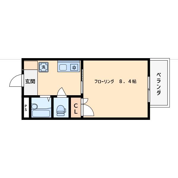 サンロード南桜塚(1K/2階)の間取り写真