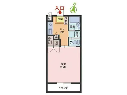 サンクレフォート大宮(1DK/3階)の間取り写真