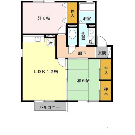 グランディールNKT(2LDK/2階)の間取り写真