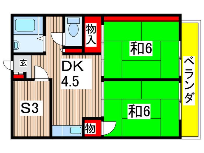 コーポタムラ(2SDK/3階)の間取り写真