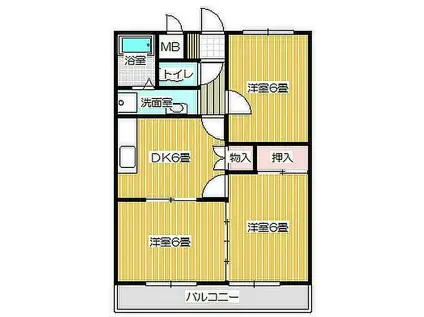 ペアパレスCHIBA(3DK/3階)の間取り写真