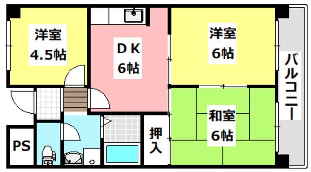 リバーサイド上野(3DK/3階)の間取り写真