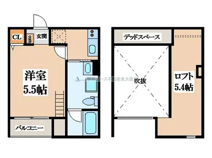 サングレイス花園(1K/1階)の間取り写真