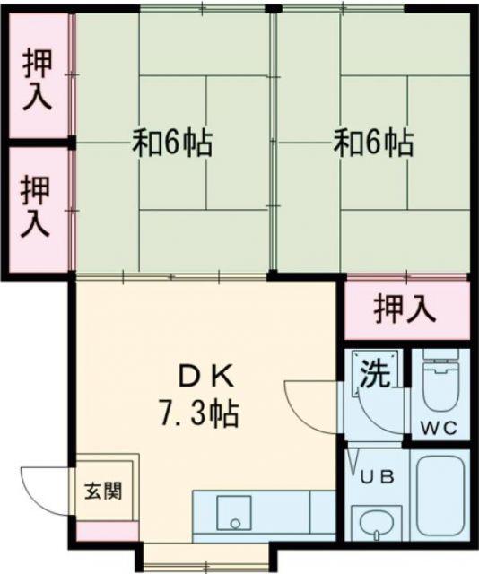 カーサ・ベルポンテB棟(2DK/2階)の間取り写真