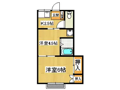 よろこび荘(2K/1階)の間取り写真