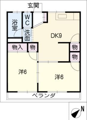 泉ハイツ久保 A(2DK/2階)の間取り写真