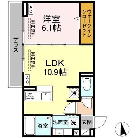 トリシア東口(1LDK/3階)の間取り写真