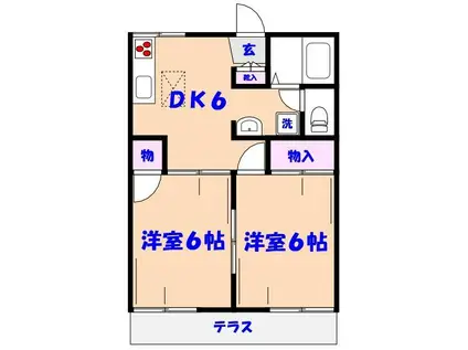 コーポ松南(2DK/1階)の間取り写真