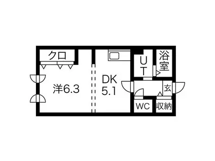 トランキル(1DK/4階)の間取り写真