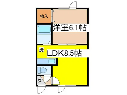 ひまわりハイツ昭和(1LDK/2階)の間取り写真