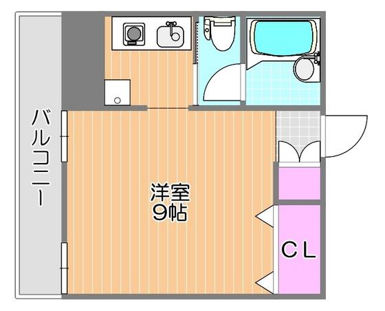 ラ・メール撫川(1K/2階)の間取り写真