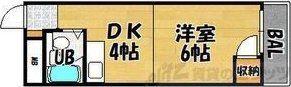 崎山ハイム(ワンルーム/3階)の間取り写真