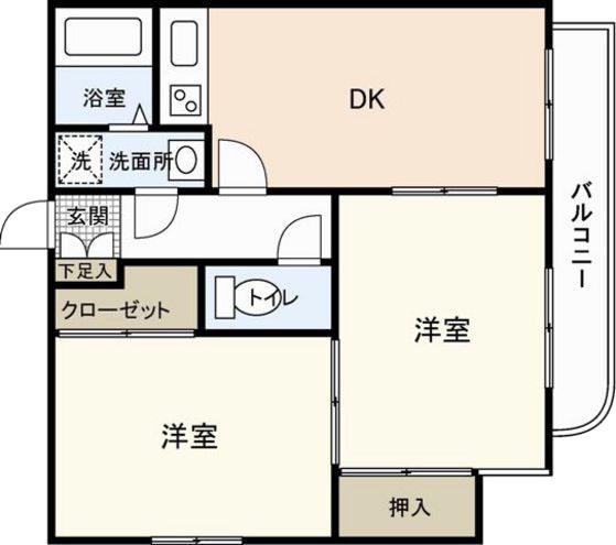 7FUKAGAWA(2DK/3階)の間取り写真